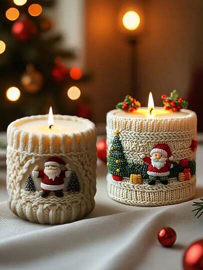 1 pieza Molde de vela de Navidad - Papá Noel, Hombres de pan de jengibre, Regalos - Molde de silicona flexible y de fácil desmoldeo para hacer velas DIY para decoraciones navideñas, centros de mesa, regalos - Compatible con parafina, soja, cera de gel - Molde artesanal festivo, decoración del hogar de temporada, diseño con tema navideño, herramienta artesanal reutilizable, decoraciones navideñas para el hogar, decoración de la habitación, regalos de Navidad