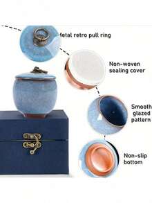New Pet Cremation Urn Box, Crackle Glaze Ceramic Sealed Jar For Dog/Cat Ashes, Teeth, Hair Memorial Collection - 彩色 - 查看 4