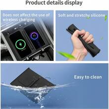 - Alfombrilla protectora de carga inalmbrica para Santa Fe 2024 2025, accesorios de silicona antideslizante, interior negro - Negro - - Ver 6