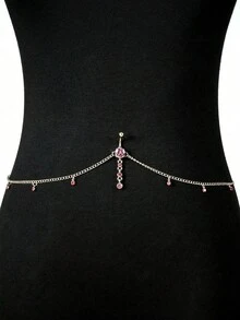 CIZME 1pc Funky Stainless Steel Cubic Zirconia Belly Button For Women For Daily Decoration, Rings With Waist Chain 14G Faceted Cubic Zirconia Belly Ring Navel Piercing Jewelry For Women Body Chain Dangling Belly Navel Rings - Waist Chain Belly Button Stud - View 6