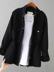 Women Trench Coats - Black - View 1
