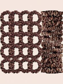 20个优雅缎面发圈，柔软纯色发绳，适合低马尾、高马尾、发髻和日常发型（黑色、白色、粉色、蓝色、棕色），马尾辫发圈，发圈，橡皮筋，发绳，发饰，头饰，弹力发带 - 彩色 - 查看 14