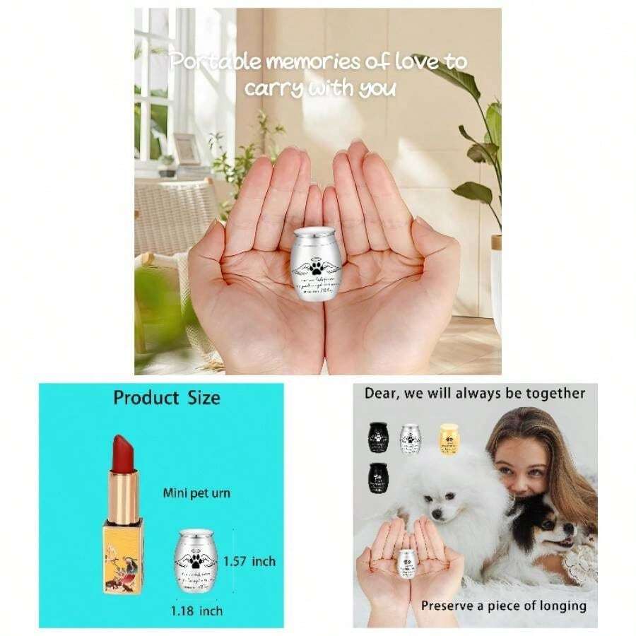 1.57 Inches Small Black Pet Urn Ashes U2013 Keepsake Aluminum Memorial Urn With Engraved Paw Print Design U2013 Cats, Dogs Tiny Pets