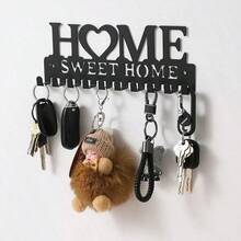 1pc Black Key Holder Wall Mounted Storage Rack, Metal Art Decorative Hook For Coats, Hats, Entrance Hallway - màu đen - Xem 3