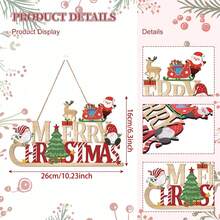 1 件圣诞装饰木制字母标志挂件圣诞欢迎门牌门挂木制字母标志吊坠礼物适合圣诞节家居前门装饰节日派对装饰挂饰 - 彩色 - 查看 9