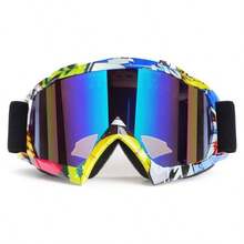 Motorcycle Goggles Dirt Bike Goggles Windproof ATV Dustproof Racing GogglesScratch Resistant Ski Goggles Protective Safety Glasses PU Resin Black Frame+Color Lens - Camouflage Yellow - View 1