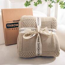 Knit Throw Blanket,Classical Checkered Blanket For Couch,Cozy Warm Knitted Throw Blanket For Bed Sofa Living Room, Decorative Stretched Throw, Lightweigh,50"X 60"Oatmeal - 綠色的 - 查看 11
