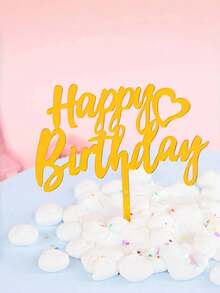 1 pieza/3 piezas Decoración de tarta de cumpleaños con letras "Happy Birthday", decoración creativa con lema para la parte superior de la tarta, decoración para fiestas de cumpleaños, suministros de repostería, accesorios de cocina, tope de tarta con letras "Happy Birthday" en inglés para decoración de fiestas de cumpleaños