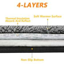 Lit auto-chauffant pour chat, tapis de lit auto-chauffant ultra-doux pour chien, coussin auto-chauffant lavable antidérapant pour animaux de compagnie pour une utilisation intérieure/extérieure pour chats et chiens de taille moyenne/petite - isolation supérieure en peluche, isolation intermédiaire en feuille d'étain, fond antidérapant - Blanc - Voir 6