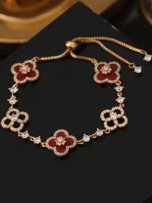 1pc Luxury Zirconia Flower Delicate New Bracelet, Versatile Adjustable Handchain, High-End Accessory - Flower Bracelet - View 13