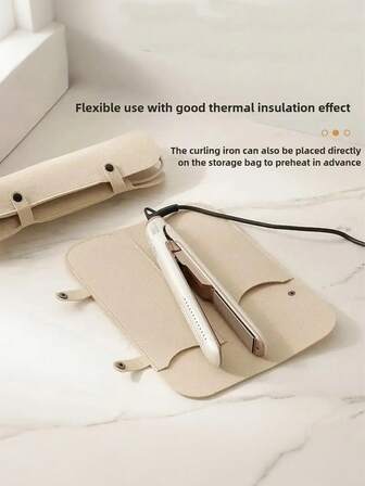 耐熱ヘアスタイリングツール収納バッグ - 耐熱パッド付き ベルベット製 トラベルバッグ、カーリングアイロン、ストレートアイロン、ヘアドライヤーなどのスタイリングツールに適しています。実用的な耐熱設計で、ヘアドライヤーやその他のヘアアクセサリーを収納できます。