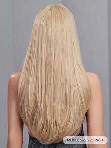 Tóc giả màu vàng dài 26 inch, thích hợp cho nữ giới sử dụng hàng ngày, tóc thẳng dài, làm từ sợi tổng hợp, chịu nhiệt, dễ thương và đa năng. - Vàng - Xem 7