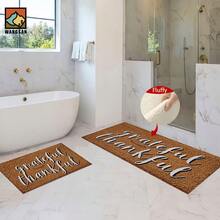1pc/2pcs Grateful Thankful Pattern Bathroom Anti-Slip Mat, Faux Cashmere Material, Plush Decoration Suitable For Bathrooms, Doorways, Kitchens & Festive Decorations, Machine Washable, Gift Idea - Multicolor - View 7