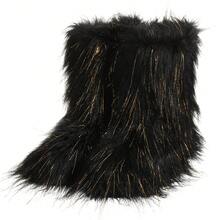 Botas de nieve de lujo para mujer - Gruesas y cálidas con forro de piel sintética en estilo de media pantorrilla