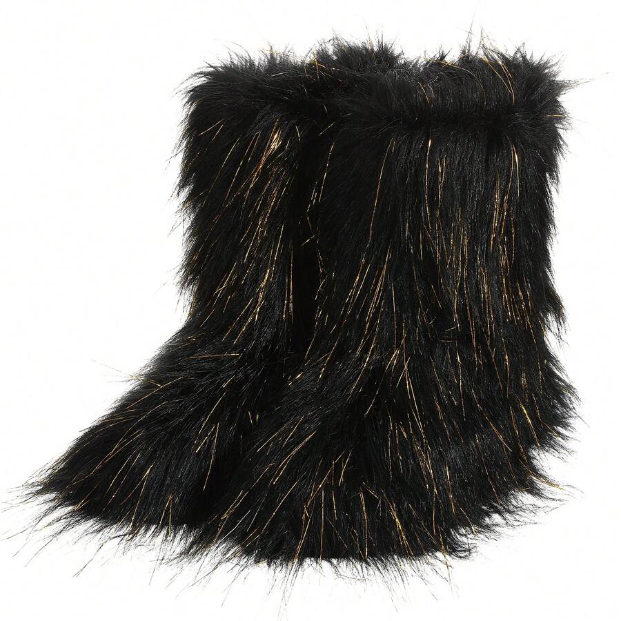 Botas de nieve de lujo para mujer - Gruesas y cálidas con forro de piel sintética en estilo de media pantorrilla