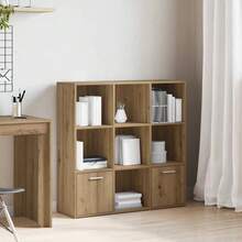 Libreria Larryhot in rovere artigianale 98x29x97,5 cm in legno ingegnerizzato, resistente e durevole, facile da montare, stile decorativo, adattA, Per riporre soprammobili, statuette, libri, piccoli oggetti, ecc. - Castano - Visualizzare 3