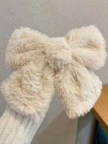 Solid Color Plush Big Bow Hair Clip, Plush Hairpin Barrette, Fluffy Hair Claw Clip Hair Accessory, Hair Slide, Hair Barrettes, Winter Accessories Women, Hair Accessories, Head Accessories - Multicolor - View 16