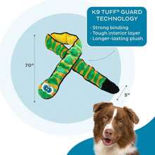 Outward Hound Durablez X-Large Nubby Snake Stuffing-Free Squeaky Plush Dog Toy For Puppies &Amp; Dogs - Interactive, Soft Yet Tough, No Mess, Jumbo Squeaker, Long-Lasting Play, 39 Inch, Orange - ColorC - 查看 3