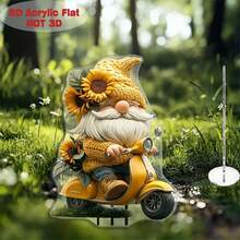 2D Flat Charming Grandpa Riding Motorcycle Garden - Colorful Acrylic Sunlight Catcher, Suitable For Yard And Lawn, Great For Planter And Balcony Decor, Unique Birthday Gift Idea - Yellow - View 5