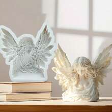 1 pezzo Stampo in silicone a forma di angelo lunare, ali di angelo ragazza - Stampo per resina - Strumento fai-da-te per decorazione domestica - Stampo per colata di gioielli, argilla, resina, gesso - Grigio Chiaro - Visualizzare 10