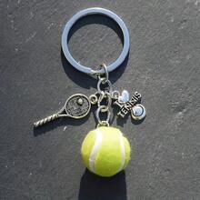 I Love Playing Tennis Keychain Four-Link Chain Tennis Key Ring Sports Enthusiast Keychain - [銀色] - 查看 6