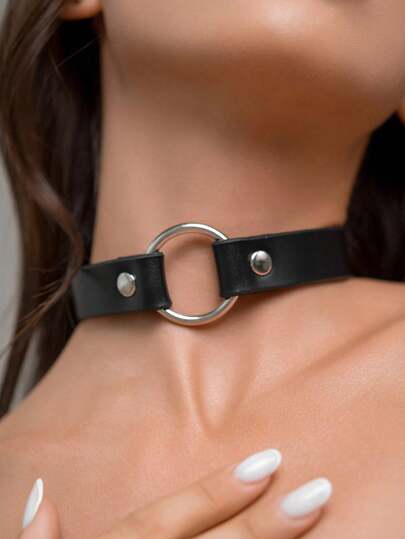 1PC Women Leather Neck Ring Goth Punk Choker For Sexy Underwear Accessories Cosplay Necklace