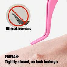 FADVAN 1件睫毛梳鑷子+60件40D 8-14MM混長DIY熱黏合簇狀接睫毛，不鏽鋼防靜電無磁性美妝工具 - 彩色 - 查看 5