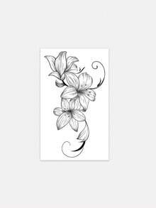 1 szt. Czarny tusz, delikatna, realistyczna naklejka tymczasowa z realistycznym kwiatem irysa, odpowiednia na imprezy, wesela i specjalne okazje, kwiatowy tatuaż tymczasowy, dodatek na imprezę, naklejka inspirowana naturą