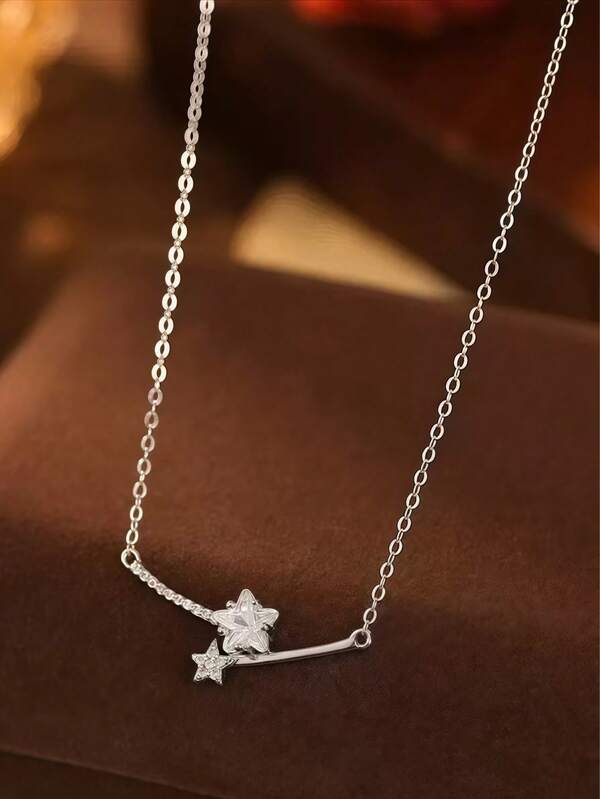 1 pieza Collar de Meteorito Sonriente, Collar Gargantilla de Estrella para Mujer, Colgante de Pentagrama de Circonita