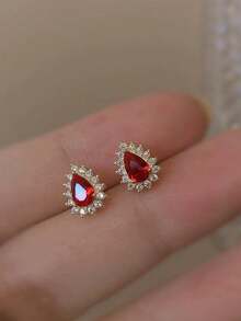 BALMORA 2 Pieces Of Vintage Elegant S925 Sterling Silver Water Droplet Zirconia Earrings For Women To Friend As A Party Or Birthday Gift