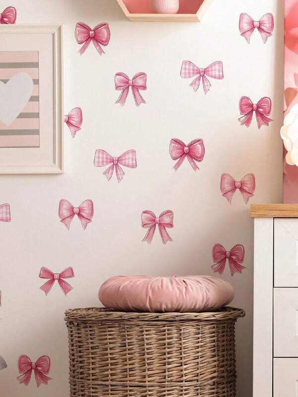 1 pieza/2 piezas/3 piezas Pegatinas decorativas de pared con diseño de lazo y niña para decorar el dormitorio, la sala de estar y el hogar, pegatinas decorativas de pared para crear un ambiente acogedor en el hogar