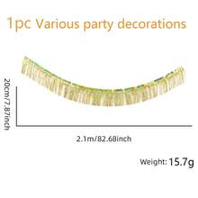 2 Stücke 4 Meter Metall Quastengirlande - Silber Quasten Hintergrund, hängende Quastenkränze, vielseitig einsetzbare Hängedekoration, Metall Quasten Wanddekoration Hängehintergrund Tischröcke, metallische Folie Silber Quasten Fotohintergrund für Paradeumzüge, Weihnachtsdekoration Zuhause, Weihnachten