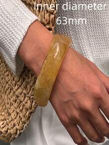 夸张设计手镯，独特复古几何组合手镯，金色，奶茶色，醋酸乳白色（手镯具有扎染效果，可能会出现轻微的颜色变化。购买时请参考尺码表，不要因尺码不合适而留下负面反馈。谢谢。） - 多色 - 查看 4