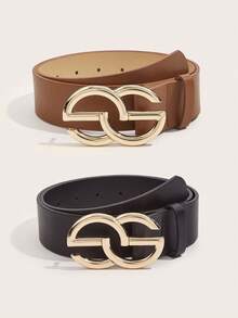 两条基本款棕色和黑色腰带，适合日常通勤、夏季、秋季、万圣节