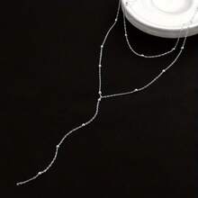 Women's Long Sexy Necklace With Double Layer Beaded Tassels 925 Silver Or 18K Gold Plated - Bạc - Xem 3