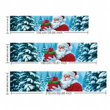 1 pièce Bannière de cour de Noël en polyester, design Père Noël et arbre enneigé, décoration polyvalente pour l'extérieur, le jardin, le porche, la pelouse, convient pour la décoration de Noël, la décoration de la maison, la décoration de fête, la photo et l'arrière-plan photographique.