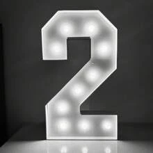 1Pc 73cm/28.7inch Light Up Digital Marquee Frame White Lights KT Board Number 0-9 Plug-In KT Board With Bracket Party Decorative Light Birthday Party Anniversary Decoration,Christmas - White - View 21