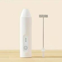 2-en-1 Mousseur à lait électrique portatif mini, batterie rechargeable USB 18650 en acier inoxydable, 3 réglages de vitesse, 11000 tr/min, fabricant de mousse de lait à cappuccino portable, accessoires de cuisine fouet à œufs, fouetteur de blanc d'œuf