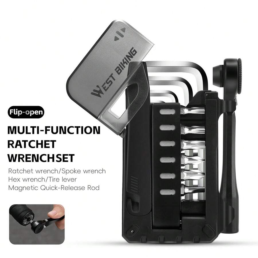 WEST BIKING Bicycle Ratchet Wrench Set - Bicycle Repair Hexagon Screw Tool Kit | Professional Riding Maintenance Tools | For Road/Mountain Bikes | Portable Repair Equipment