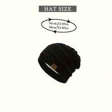 1 peça chapéu de malha listrado clássico de cor sólida para mulheres e homens, quente, de lã