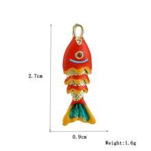 1pc Fashionable Colorful Enamel 3D Swinging Fish Pendant, Versatile DIY Bracelet, Necklace, Earring, Bag Charm Accessory