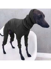 时尚四脚罗纹设计狗狗毛衣，高领保暖宠物套头衫，惠比特犬和意大利灵缇犬专属冬季服装，大型犬合身连体衣，柔软针织防风宠物冬季服装，简约狗狗保暖衣服，舒适合身宠物冬季连体衣 - 藕粉色 - 查看 8