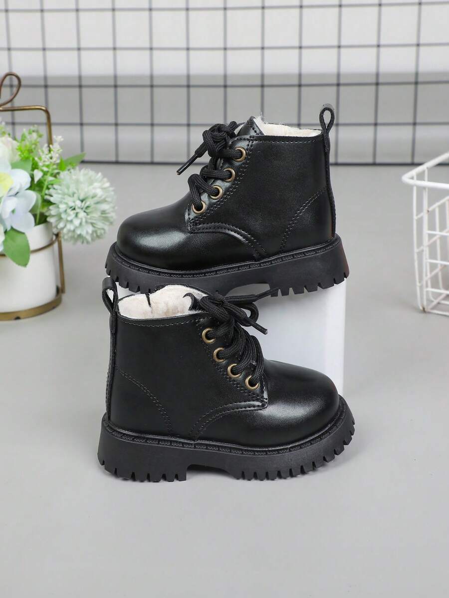 儿童靴，新款秋冬款，男童英伦风时尚踝靴，女童踝靴，时尚款 - 黑色 - 查看 1