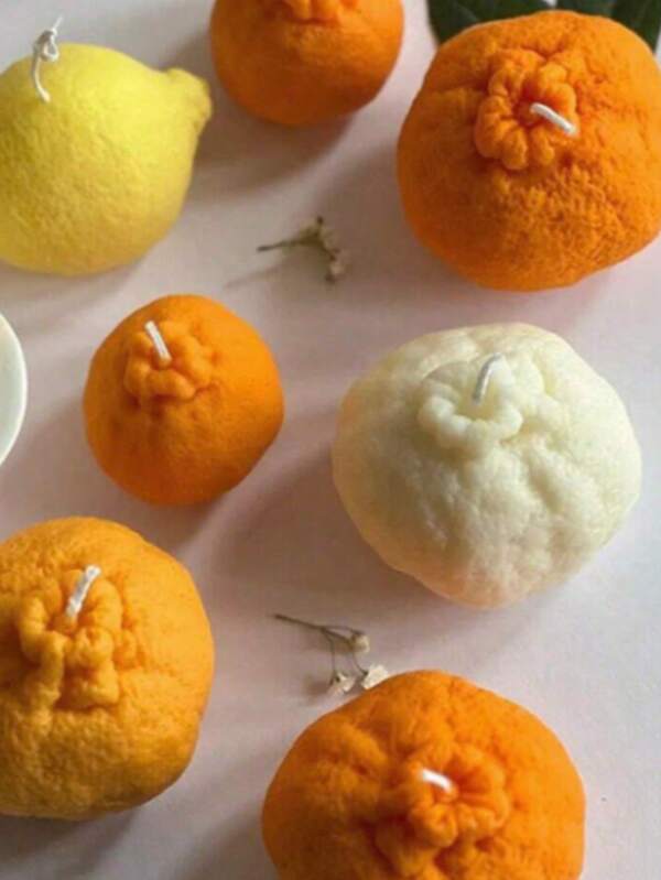 Orange Fruit Candle Mould DIY Strawberry Resin Casting Mold Pumpkin Lemon Molds For Candle Aroma Stones Soap Making Home Decor Gift Aromatherapy Tableware Silicone Moulds