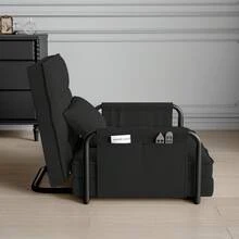 Klappbares Bodensofa, 2-in-1 Schlafsofa mit 5-stufig verstellbarer Rückenlehne, Schlafbereichsfunktion, Gästesofa, Loungesofa, gepolstertes Schlafsofa für Wohnzimmer, Schlafzimmer, Lounge, Balkon - Schwarz