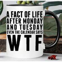 Popular Choice "The Truth About Life After Monday & Tuesday" Thermal Ceramic Coffee Mug - Hand Wash Only, Humorous Quote, White Background Black Text, Coating - Ideal Gift For Men & Women, Essential For Kitchen, Dining, Coffee Shop