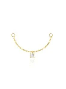 1pc 925 Sterling Silver Agate/CZ Earrings Chain Accessories 18k Gold Plated Earrings Connector Chain For Women Convertible Dangle Chain For Double Piercings