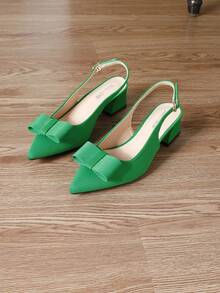 New Fashionable Women's Green High Heel Shoes, Thick Heel Sandals, Pointed Toe Pumps, Mary Jane Shoes, Suitable For Summer, Autumn And Winter