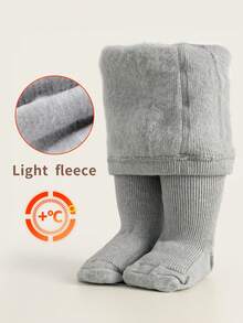 1 Pair Cozy Warmth Girls' Tights - Fleece Interior, Solid & Striped, Great For Cold Days Baby Toddler Leggings