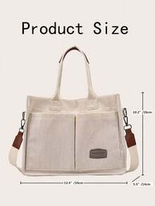 [US-Based Shipping]White Stylish Large Capacity Solid Color Corduroy Tote Bag For Women,Letter Patch Multi-Pocket Shoulder Bag For Commuting & Going Out, Lightweight Durable Removable Shoulder Strap Outdoor Travel Crossbody Bags, Casual Versatile Square Shopping Handbag,Simple Versatile,Hobo Tote Bag For Women, Casual Large Capacity Purse Bucket Bag, Shoulder Satchel Daypack For Outdoor Travel And Work Commuting, Vintage Satchel Shopping Bags Computer Handbag,Purses And Bags Women Bags For Women Black Purse Beach Bag Halloween Tote Bags For Women Bolsos Para Mujer Crossbody Bags For Women Handbags For Women White Purse Totes Bags For Women Brown Purse Clear Bag School Bag Bride Purses For Women Wedding Clear Purse Work Bag Lunch Bag For Women Carteras Para Mujer - trắng - Xem 10